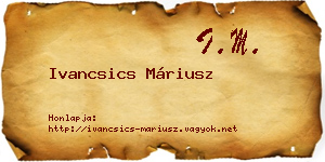 Ivancsics Máriusz névjegykártya